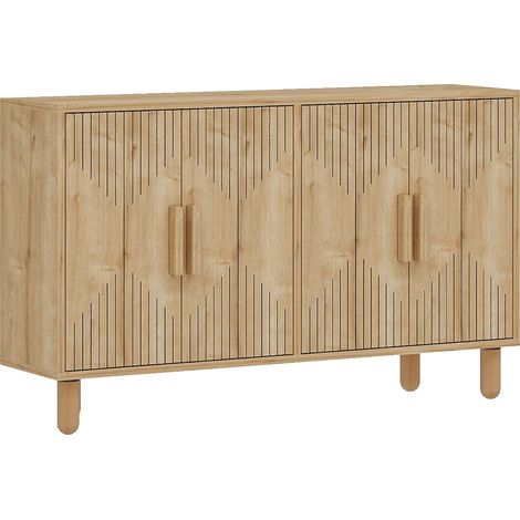 Aparador Colzano, Alacena 2 Estantes, Puerta Batiente, 4 Puertas, 120x30x74h cm Roble Marrón