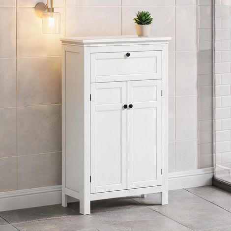 Colonne de salle de bain avec 2 portes 2 étagères réglables (1/5)