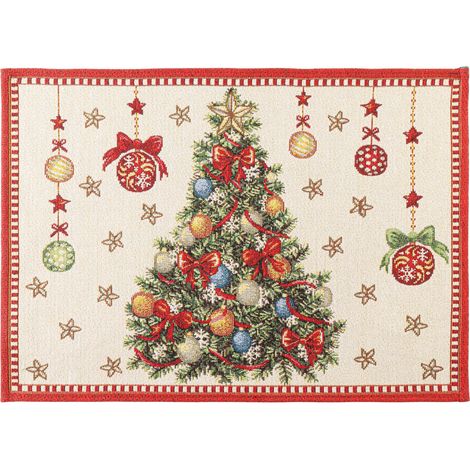 Mabel Weißes Tischset mit Weihnachtsbaum, 48 x 33 cm