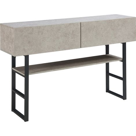 Table console 75 x 120 x 30 cm noir effet béton clair (1/5)