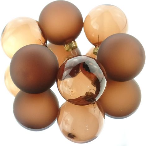 Christbaumkugeln Espresso braun transparent Ø 6 cm aus Glas - 6er Set