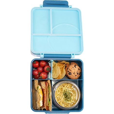 Niedliche, mikrowellengeeignete Lunchbox aus Edelstahl, Silikon und mit mehreren Fächern für Kinder