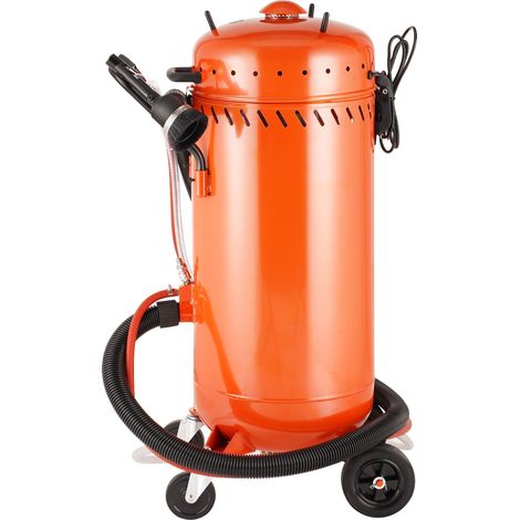 Décolleteuse à sable 28 gallons avec aspiration intégrée 1200W, contrôle de poussière et recyclage d'abrasif, 60-110 PSI, machine robuste pour décapage. (1/5)