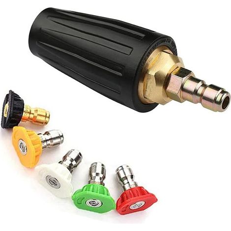 5 Buses de nettoyeur haute pression, connexion rapide 1/4 pouce, revêtement céramique laiton, 4000 psi, pour nettoyage extérieur (1/5)