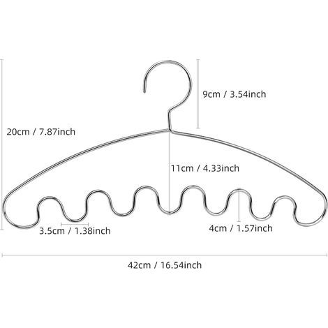 Set aus 2 Kleiderbügeln mit 7 gewellten Rillen aus Edelstahl 304 für BHs, Hosenträger, Westen, Krawatten, Bademode (1/5)