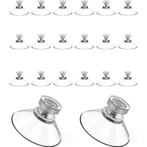 Ganci a ventosa con viti - 41 mm - PVC trasparente - Filettatura M4 - 20 pezzi (1/4)