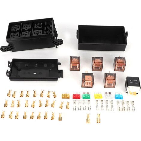 Boîte de Voiture à 6 Voies avec Relais 12V 4P 40A et 5pcs 100A pour l'automobile et la Marine, Conception de Coque Transparente. (1/5)
