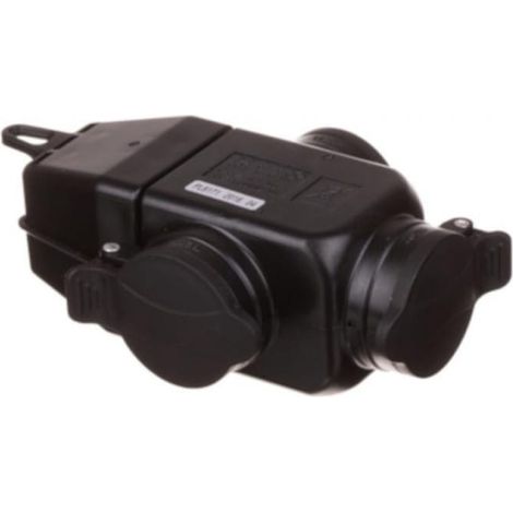 Splitter triplo in gomma IP44 3x16A 3500W - 3 prese di prolunga con sportellino 24522