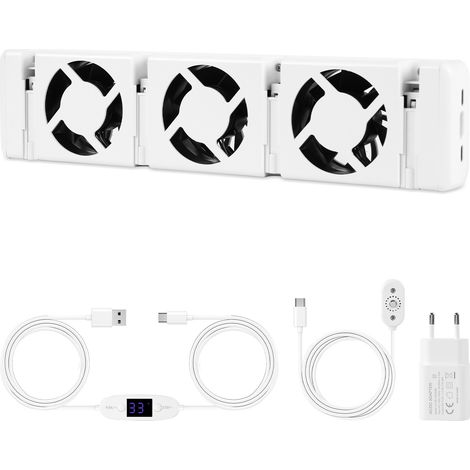 Jiubiaz Booster para radiador con 3 ventiladores y termostato regulable de 0 a 60 °C, juego de 1, blanco (1/5)