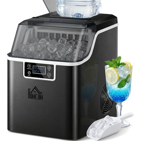 Machine à glaçons. 20 kg en 24h. 24 glaçons en 14-18 min. ice maker avec fonction autonettoyante. 25.2x36x37.1cm. noir (1/5)