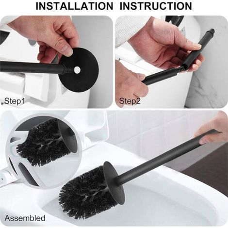 Brosse de Toilette Noire Brosse WC et Support en Métal pour Salle de Bain, Design Minimaliste Brosse WC (1/5)