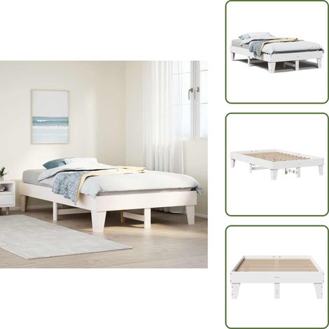 The Living Store Letto senza Materasso Bianco 120x190 cm Legno Massello di Pino - Letto senza materasso