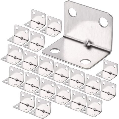 100Pcs Equerre de Coin en Acier Inox, Équerre 90 Degrés Robuste, Équerre à Angle Droit, Petit Equerre de Fixation pour Bois, Support Angle Droit Brace pour Fixation Clôture Table Étagère