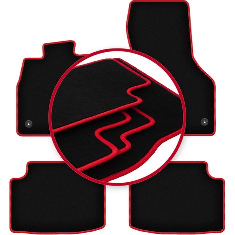Tappetini in velluto con bordo rosso per: Skoda Octavia III liftback, berlina, variant, station wagon (2012-2020) (1/5)