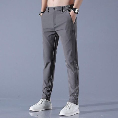 Schnelltrocknende, lange und bequeme Golfhose für Herren mit Taschen – Größe 30 – Hellgrau