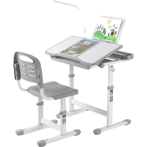 Bureau Réglable en Hauteur, Design Minimaliste, GRIS FONCÉ (1/2)