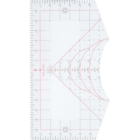 T-Shirt-Lineal-Ausrichtungshilfe, transparentes Acryl-Rundlineal für V-Ausschnitt zum Zentrieren von Designs, ideal für alle Shirtgrößen und Anwendungsbereiche (1/5)