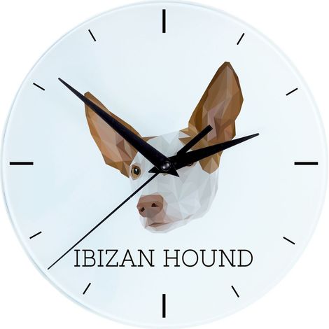 Podenco de Ibiza, Podenco Ibicenco - reloj de pared geométrico con foto e inscripción de Art-Dog (1/4)