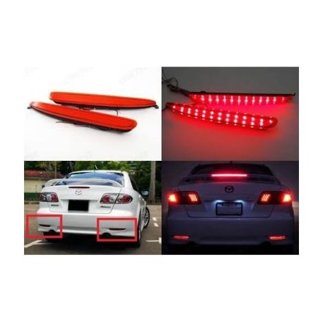 Kit 2 Fanali Posteriori A Led Rosso Per Mazda 6 Atenza GG Sostituzione Riflettore Catarifrangente Rear Bumper Reflector Tail Brake Light (1/3)