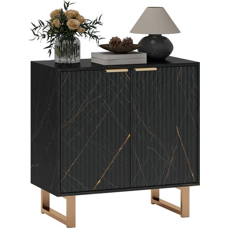 HOMCOM Sideboard, Buffet Cabinet with 2 Doors and Adjustable Shelves, Black (1/5)