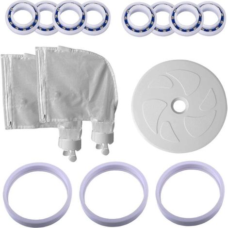 Sacs de rechange pour robot nettoyeur piscine – Lot de 2 sacs K13 K16 – 3 pneus adaptables C10 – 8 roulements à billes C60 – 1 grande roue C6 (1/5)