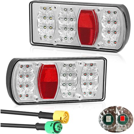 Kit Éclairage Remorque Feux de Remorque Led 12V 24V Imperméable avec Connecteur Baïonnette 5 Broches, Compatible avec Caravanes, Camions, Machines Agricoles (1/5)