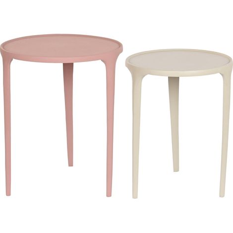 Table d'appoint design en aluminium rose et beige - Rose poudré et beige élégant (1/3)