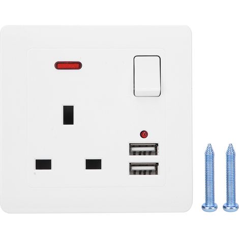 Prise murale 13A avec 2 ports USB de charge, interrupteur intégré, prise électrique pour maison, AC100-250V, amélioration domestique Royaume-Uni (1/5)