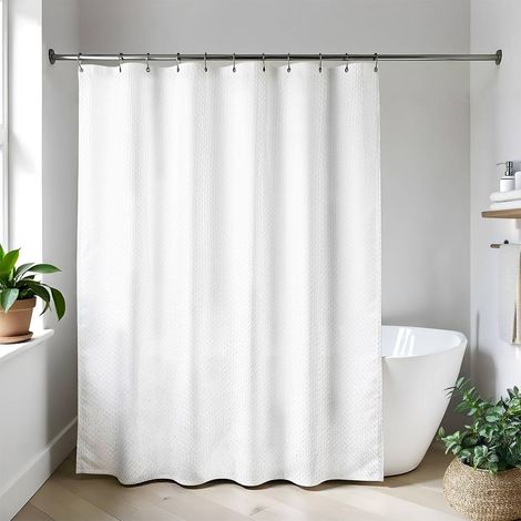 Tenda da doccia in microfibra di poliestere 180x200cm effetto waffle - bianco - Tendance