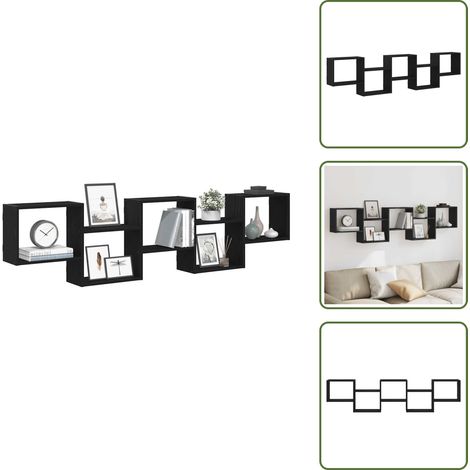 Étagère cube murale 5 compartiments noir bois d'ingénierie - Étagère Cube Murale - Étagères Cubes Murales - Étagère Cube Flottante - Étagère Murale Cube (1/5)