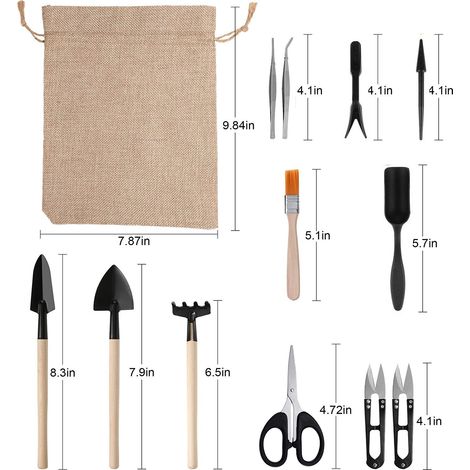13-teiliges Gartenwerkzeugset für Sukkulenten, Kakteen und Bonsai – Pinzette, Gartenschere, Umpflanzwerkzeug – inklusive Aufbewahrungsbox (1/4)