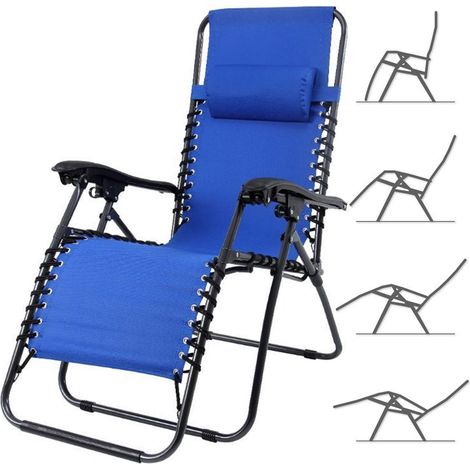 Sedia da Giardino Poltrona Relax Pieghevole Gravita Zero Acciaio Oxford BLU