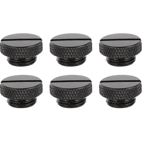 Lot de 6 bouchons d'arrêt de rechange pour système de refroidissement liquide d'ordinateur, raccords G1/4 pouce-1.8X1.8X1CM-Black (1/3)