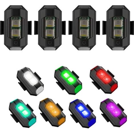 Lampe torche LED pour drones, motos, voitures, vélos et voitures télécommandées - 7 couleurs - Rechargeable par USB - Lampe de nuit anti-collision (1/4)