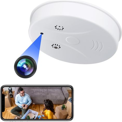 Camera Espion WiFi,2.4/5G Ghz Mini Camera Cachee sans Fil HD 108OP, Detecteur de Fumee Micro Espion Discrète Caméra Enregistreur Surveillance avec Vision Nocturne Detectionde Mouvement (1/5)