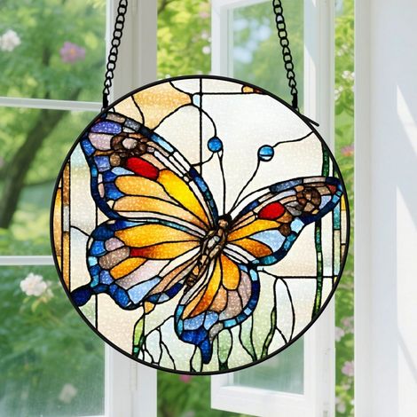 Suspension en vitrail - Attrape-soleil unique pour fenêtre, décoration artistique, cadeau Noël, Anniversaire pour femme, homme, collègue 30 cm (1/5)