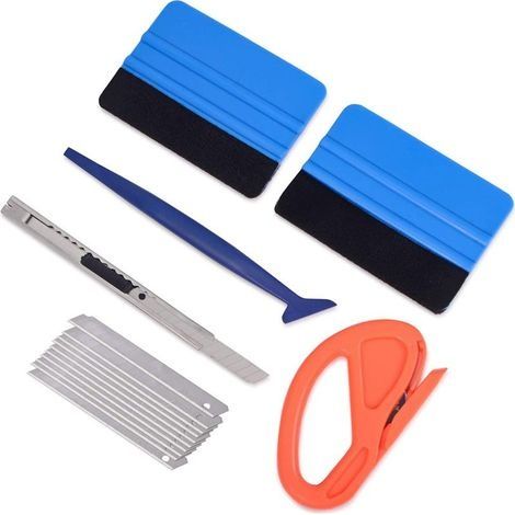 Kit d'outils de lissage de papier peint, outil de film de fenêtre, kit d'outils à main pour papier peint, outil de couture de sécurité, grattoir en feutre, Grattoir, couteau de bricolage, lame, (1/5)
