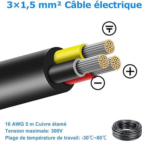 Electrical Cable 16 AWG 3x1.5mm² 3 Core Cable Tinned Copper PVC (1/4)
