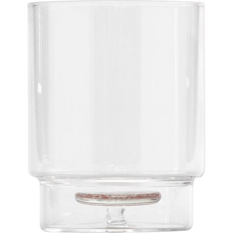 Teca Terrazzo Set 6 Tumbler in Vetro Borosilicato con Decoro Astratto Interno, Design a Doppia Parete Impilabile, Colore Rosso e Azzurro, Artigianale