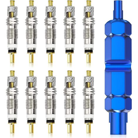 11-teiliges Presta-Ventilset mit Ventileinsatzentferner, Fahrradventiladapter, Presta-Ventiladapter für die Fahrradreifenreparatur (1/5)