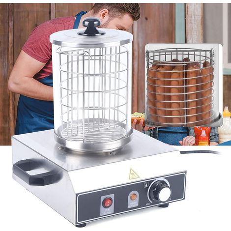 Chauffe-saucisses, 350 W en acier inoxydable - Dimensions du cylindre : 16 x 21,5 cm - Capacité du réservoir d'eau : 500 ml - Température réglable (1/5)