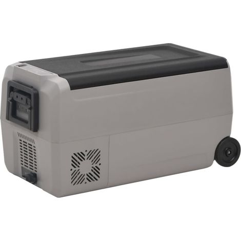 Kühlbox mit Rollen und Griff Schwarz & Grau 60 L PP & PE