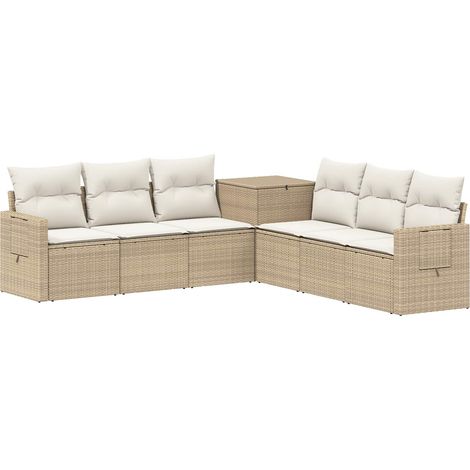 Set di divani 7 pz Beige e Bianco Crema vidaXL (1/5)