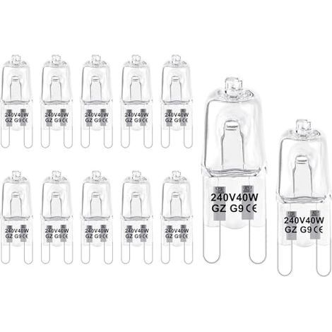 Ampoule Halogene G9 220V 40W, 12 Pièces Ampoule G9 3000K Blanc Chaud, Lampe de Base à Broche Halogène, Gradable, Lampe Halogène G9 pour Lustres en Cristal, Micro-ondes Cuisinière Plafo (1/5)