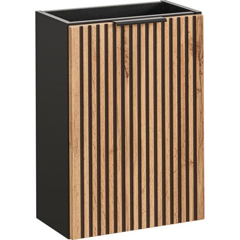 Meuble lave main à suspendre XILO NOIR CHÊNE 40 cm - style industriel (1/5)