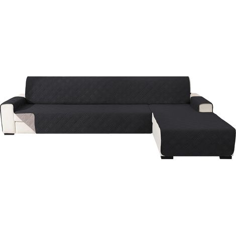 1 Housse Canapé Angle Réversible 285cm Noir Kaki Antidérapante Lavable Pour Salon (1/5)