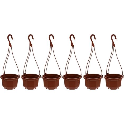 TEHAUX Lot de 6 jardinières suspendues en plastique rouge (1/5)