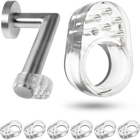 CCYKXA Door Handle Stoppers, 6 Pieces, Prevents Wall Damage, Transparent, Ø 18 mm Rings, Made of Flexible Silicone, Protection Pads for Walls Against Window Handles (1/5)