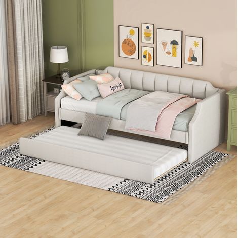 MEUBLIV Sofá cama 90x200 cm beige - con cama nido, sin colchón (1/5)