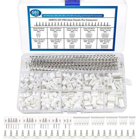 Pack of 580 JST PH2.0 mm female male connectors (1/5)